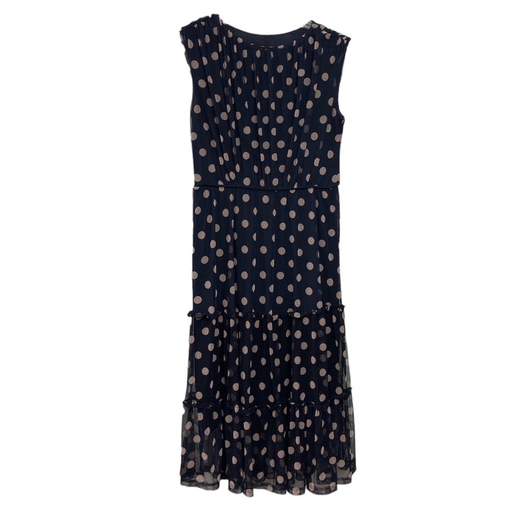 Kate & Lily Sleeveless Mesh Midi Dress Polka Dot Size 8